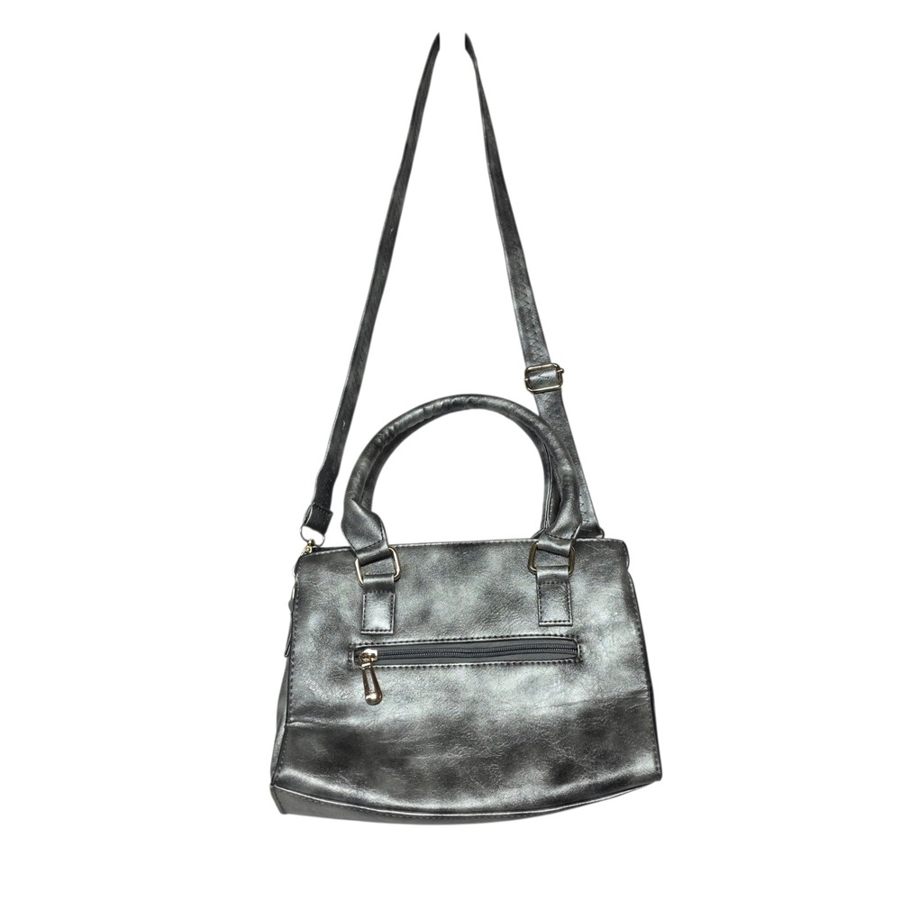 Clarks‎ Chic Metallic Silver Handbag Crossbody Strap Top Handle Zipper Pocket